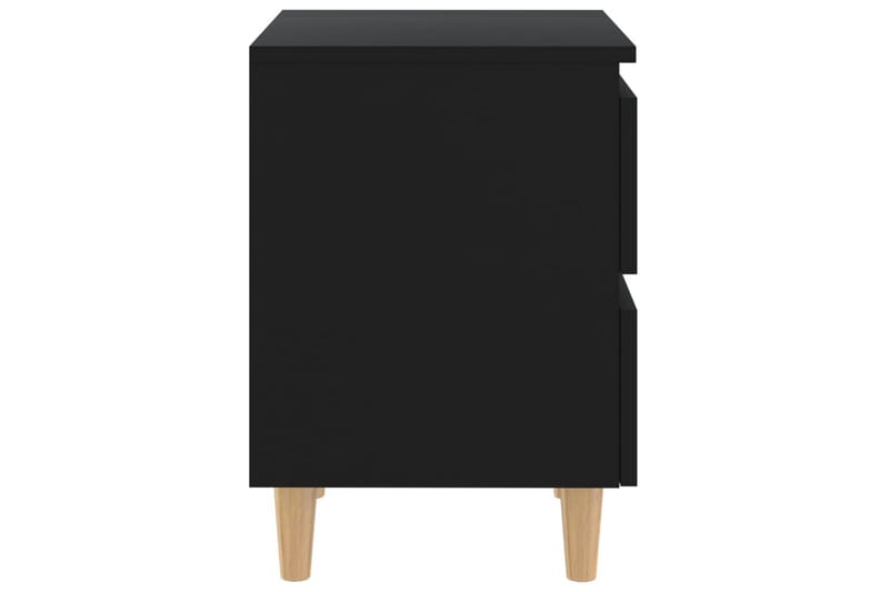 Nattbord med heltre furuben 2 stk svart 40x35x50 cm - Svart - Sengebord & nattbord
