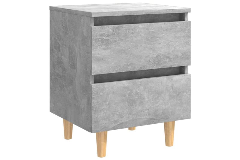 Nattbord med heltre furuben betonggrå 40x35x50 cm - Grå - Sengebord & nattbord
