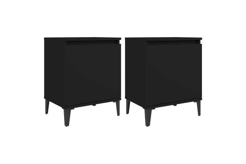 Nattbord med metallben 2 stk svart 40x30x50 cm - Svart - Sengebord & nattbord