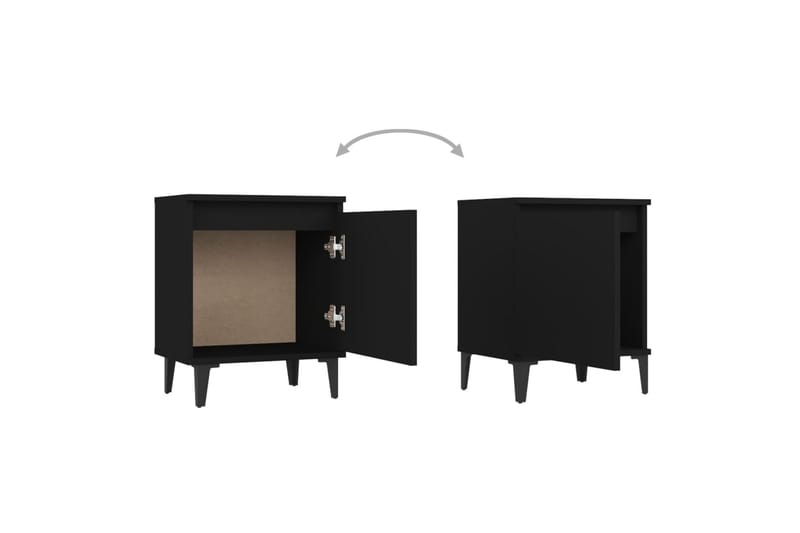 Nattbord med metallben svart 40x30x50 cm - Svart - Sengebord & nattbord