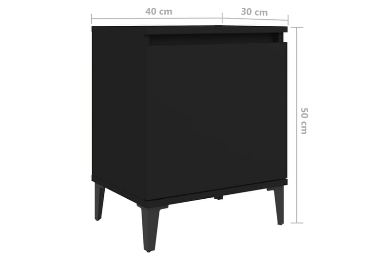 Nattbord med metallben svart 40x30x50 cm - Svart - Sengebord & nattbord