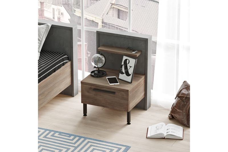Nattbord Moerdijk 44 cm - Brun / Grå - Møbler - Bord - Avlastningsbord & sidobord - Sengebord & nattbord