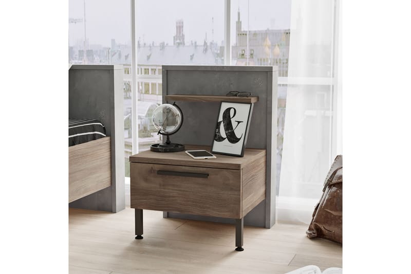 Nattbord Moerdijk 44 cm - Brun / Grå - Møbler - Bord - Avlastningsbord & sidobord - Sengebord & nattbord