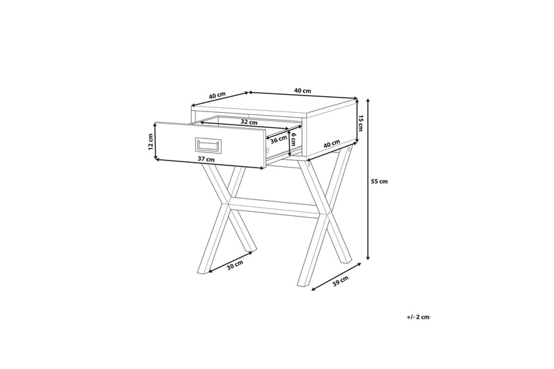 Nattbord Mondariz 40 cm med Oppbevaring Skuff - Svart - Sengebord & nattbord