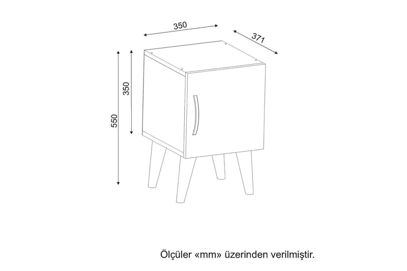 Nattbord ShanEika 35 cm Liten med Oppbevaring Skap - Hvit/Valnøttsbrun - Sengebord & nattbord