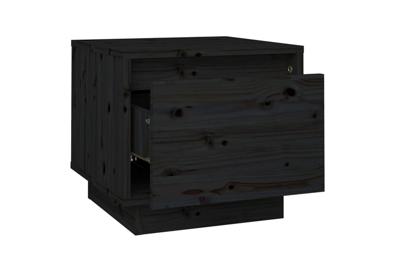 Nattbord svart 35x34x32 cm heltre furu - Svart - Sengebord & nattbord