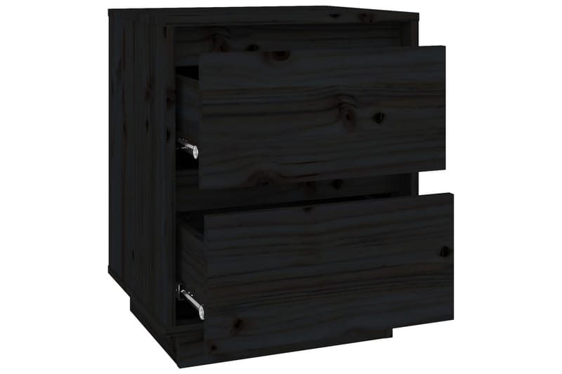 Nattbord svart 40x35x50 heltre furu - Svart - Sengebord & nattbord