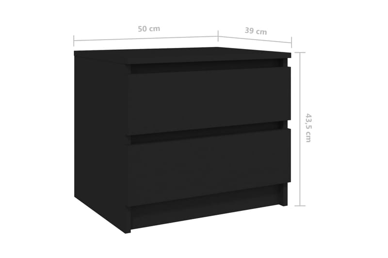 Nattbord svart 50x39x43,5 cm sponplate - Svart - Sengebord & nattbord