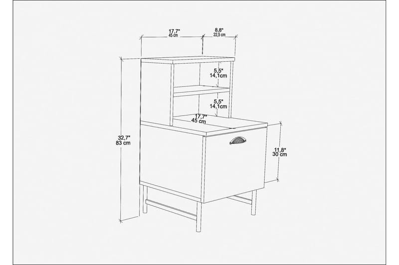 Nattbord Urgby 45x22,5 cm - Brun - Sengebord & nattbord