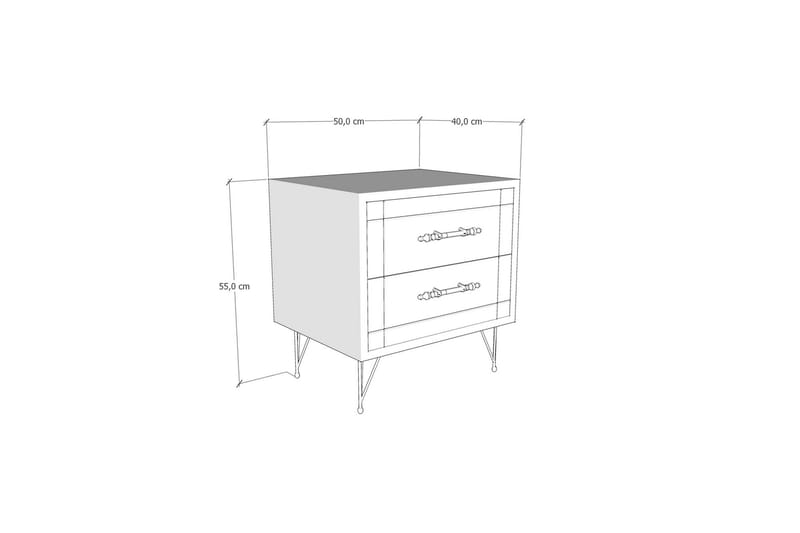 Nattbord Valos 50 cm - Hvit - Sengebord & nattbord