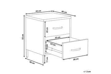 Nattbord Visanza 43 cm - Stål/Rosa - Møbler - Bord - Avlastningsbord & sidobord - Sengebord & nattbord