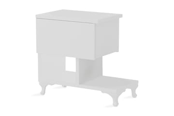 Nattbord Pangler 46 cm med Oppbevaring Skuff + Hyller Ben - Hvit - Møbler - Bord - Avlastningsbord & sidobord - Sengebord & nattbord