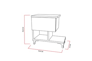 Nattbord Pangler 46 cm med Oppbevaring Skuff + Hyller Ben - Hvit - Møbler - Bord - Avlastningsbord & sidobord - Sengebord & nattbord