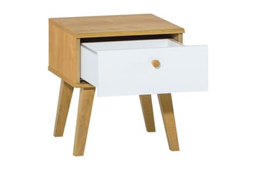 Nature Nattbord 40 cm med Oppbevaring Hvit/Eik - Tre/natur - Møbler - Bord - Avlastningsbord & sidobord - Sengebord & nattbord