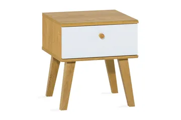 Nature Nattbord 40 cm med Oppbevaring Hvit/Eik - Tre/natur - Møbler - Bord - Avlastningsbord & sidobord - Sengebord & nattbord