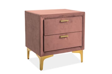 Nettbord Peillon 53 cm - Fløyel/Rosa - Møbler - Bord - Avlastningsbord & sidobord - Sengebord & nattbord