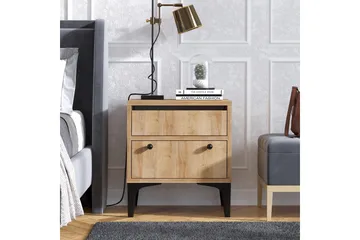 Nightstand Eik - Natur / Svart - Møbler - Bord - Avlastningsbord & sidobord - Sengebord & nattbord