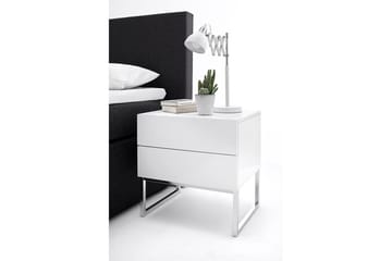 Nola Nattbord 50 cm Høye Ben med Oppbevaring 2 Skuffer - Hvit - Møbler - Bord - Avlastningsbord & sidobord - Sengebord & nattbord