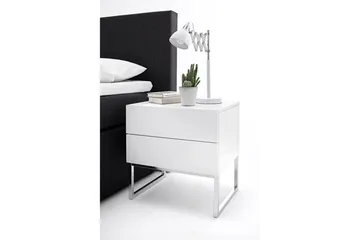 Nola Nattbord 50 cm Høye Ben med Oppbevaring 2 Skuffer - Hvit - Møbler - Bord - Avlastningsbord & sidobord - Sengebord & nattbord