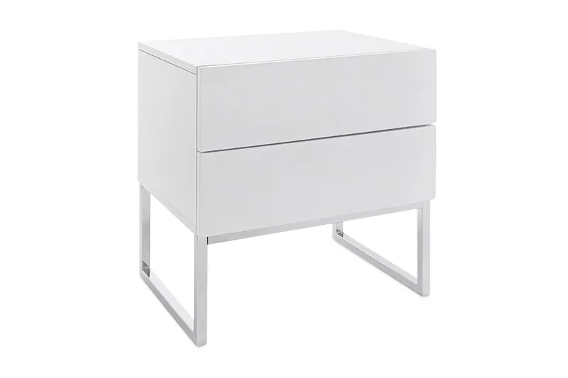 Nola Nattbord 50 cm Høye Ben med Oppbevaring 2 Skuffer - Hvit - Møbler - Bord - Avlastningsbord & sidobord - Sengebord & nattbord