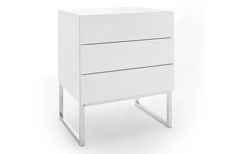 Nola Nattbord 50 cm Høye Ben med Oppbevaring 3 Skuffer - Hvit - Møbler - Bord - Avlastningsbord & sidobord - Sengebord & nattbord