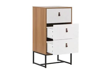 Nueva Nattbord 49 cm med Skuffer i Tre med Metallunderstell - Hvit - Møbler - Bord - Avlastningsbord & sidobord - Sengebord & nattbord