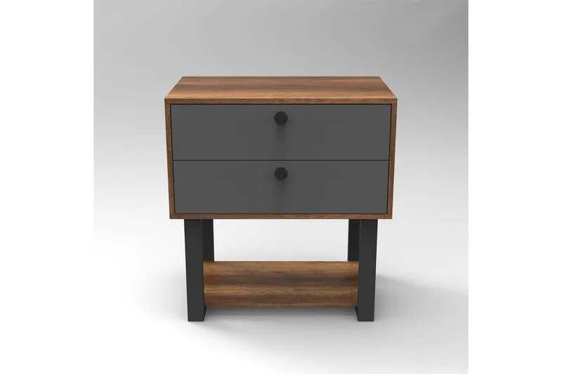 Numandro Nattbord 80 cm - Teak / Antrasitt - Møbler - Bord - Avlastningsbord & sidobord - Sengebord & nattbord