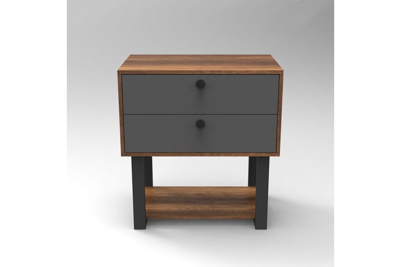 Numandro Nattbord 80 cm - Teak / Antrasitt - Møbler - Bord - Avlastningsbord & sidobord - Sengebord & nattbord