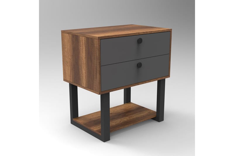 Numandro Nattbord 80 cm - Teak / Antrasitt - Møbler - Bord - Avlastningsbord & sidobord - Sengebord & nattbord