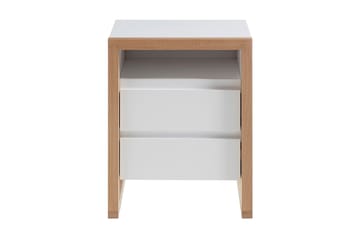 Nuzman Nattbord 48 cm - Hvit / Eik - Møbler - Bord - Avlastningsbord & sidobord - Sengebord & nattbord