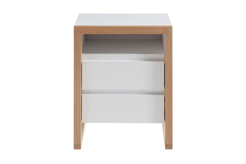 Nuzman Nattbord 48 cm, Hvit / Eik