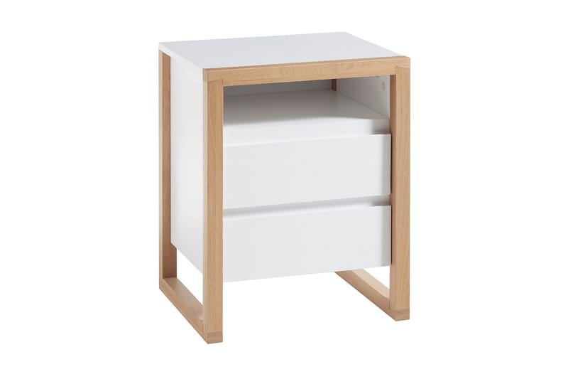 Nuzman Nattbord 48 cm - Hvit / Eik - Møbler - Bord - Avlastningsbord & sidobord - Sengebord & nattbord
