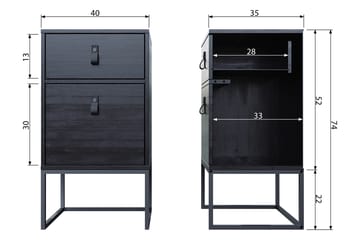 Ottoline Nattbord 40 cm - Svart - Møbler - Bord - Avlastningsbord & sidobord - Sengebord & nattbord