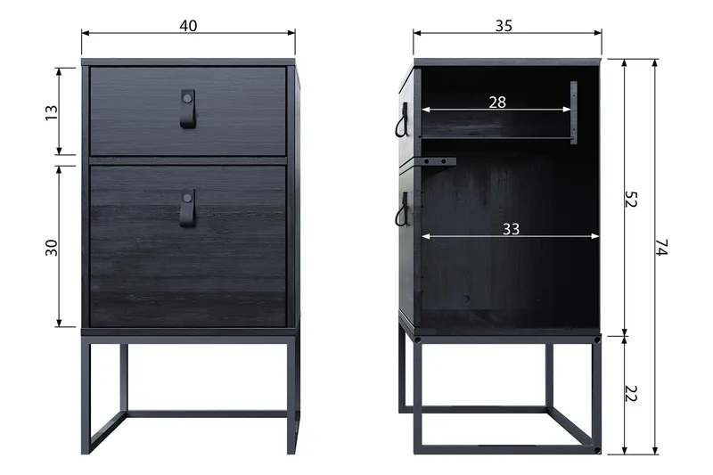 Ottoline Nattbord 40 cm - Svart - Møbler - Bord - Avlastningsbord & sidobord - Sengebord & nattbord