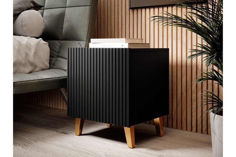 Pafos Nattbord Firekantet Svart|Gull - Møbler - Bord - Avlastningsbord & sidobord - Sengebord & nattbord