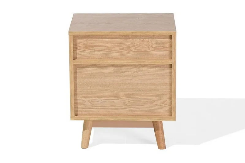 Peinmore Nattbord 40 cm med Oppbevaring 2 Skuffer + Hylle - Brun/Hvit/Grå - Møbler - Bord - Avlastningsbord & sidobord - Sengebord & nattbord