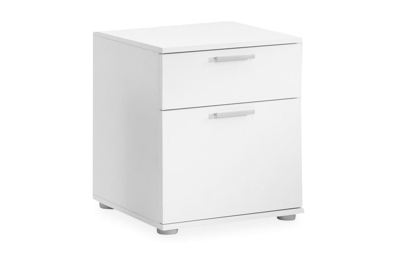 Polyxo Nattbord 45 cm med Oppbevaring 2 Skuffer, Hvit/Lysegrå