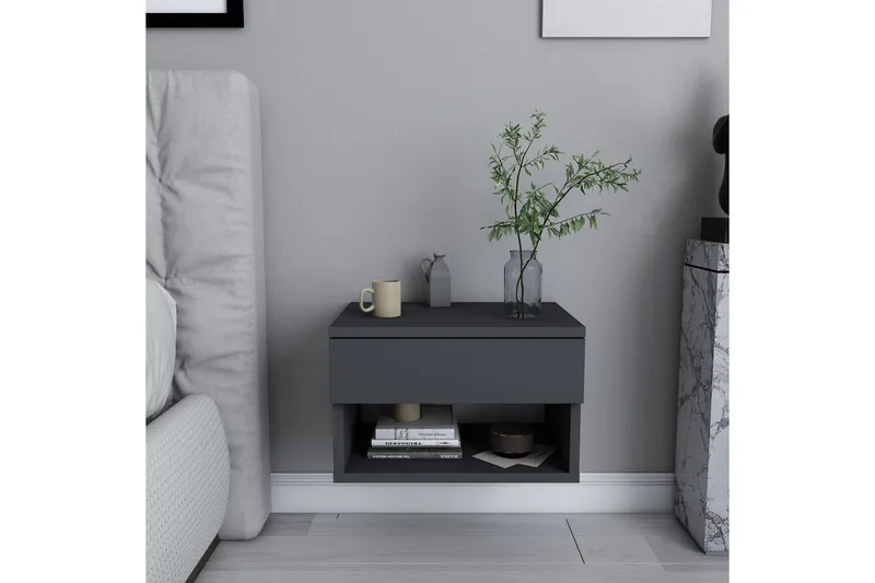 Rinorea Nattbord 44,6x31,9 cm - Antrasitt - Møbler - Bord - Avlastningsbord & sidobord - Sengebord & nattbord