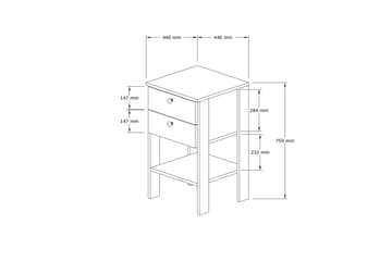 Rinorea Nattbord 44x75 cm - Hvit - Møbler - Bord - Avlastningsbord & sidobord - Sengebord & nattbord