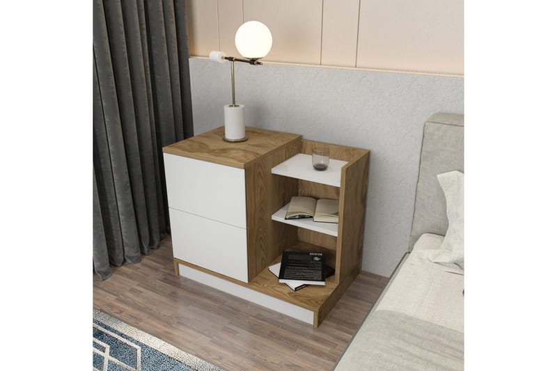 Rinorea Nattbord 72x60 cm - Hvit - Møbler - Bord - Avlastningsbord & sidobord - Sengebord & nattbord