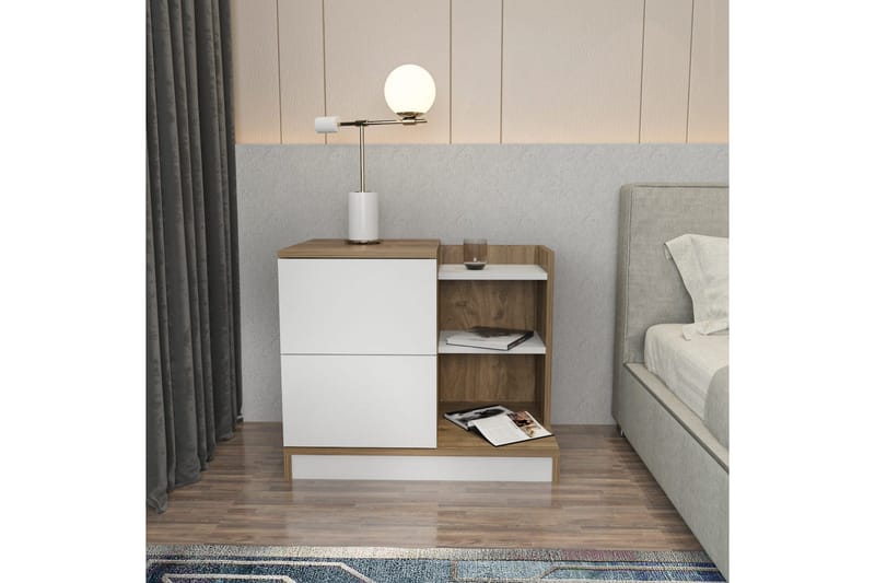 Rinorea Nattbord 72x60 cm - Hvit - Møbler - Bord - Avlastningsbord & sidobord - Sengebord & nattbord