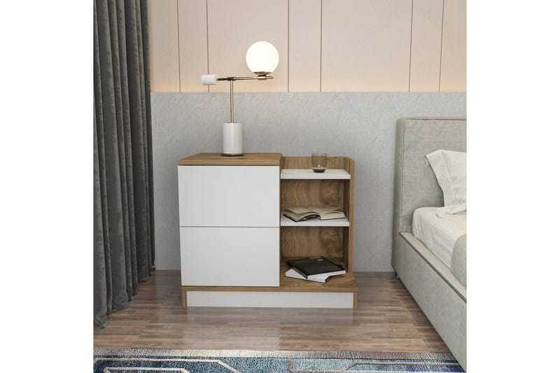 Rinorea Nattbord 72x60 cm - Hvit - Møbler - Bord - Avlastningsbord & sidobord - Sengebord & nattbord