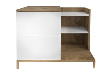 Rinorea Nattbord 72x60 cm i Eik med Skuffer og Oppbevaring - Hvit - Møbler - Bord - Avlastningsbord & sidobord - Sengebord & nattbord