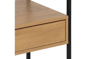 Sakila Nattbord 35 cm i Glass med Eikeutseende, Oppbevaring med Skuff - Natur - Møbler - Bord - Avlastningsbord & sidobord - Sengebord & nattbord