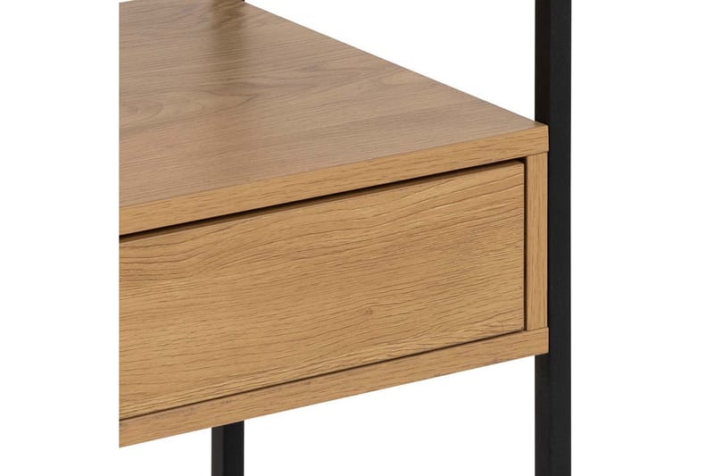 Sakila Nattbord 35 cm i Glass med Eikeutseende, Oppbevaring med Skuff - Natur - Møbler - Bord - Avlastningsbord & sidobord - Sengebord & nattbord