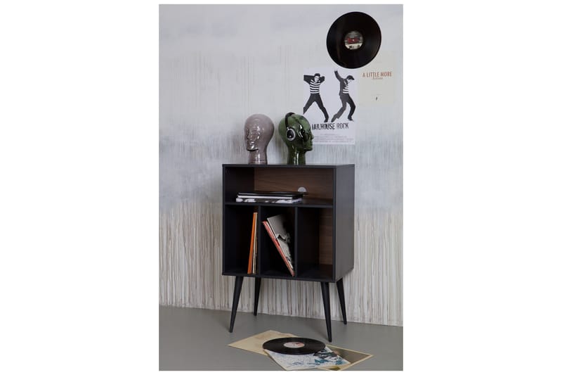 Seamas Nattbord 60 cm med Oppbevaring Hyller - Valnøtt/Svart - Møbler - Bord - Avlastningsbord & sidobord - Sengebord & nattbord