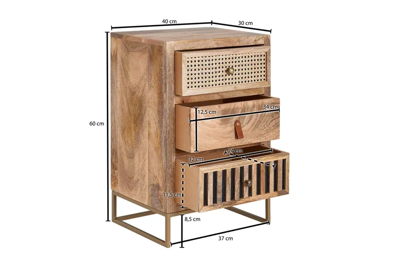 Seddik Nattbord 30 cm Rektangulær - Brun - Møbler - Bord - Avlastningsbord & sidobord - Sengebord & nattbord