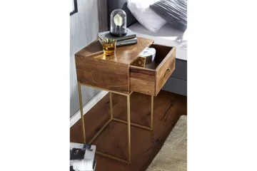 Seddik Nattbord 35 cm Rektangulær - Gull/Brun - Møbler - Bord - Avlastningsbord & sidobord - Sengebord & nattbord