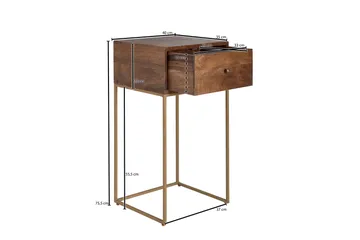 Seddik Nattbord 35 cm Rektangulær - Gull/Brun - Møbler - Bord - Avlastningsbord & sidobord - Sengebord & nattbord