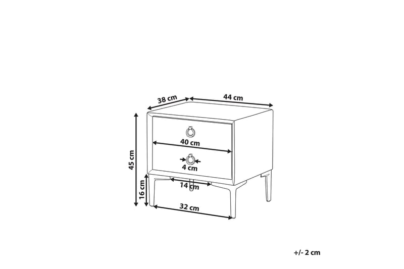 Sezanne Nattbord 44 cm - Fløyel/Grå - Møbler - Bord - Avlastningsbord & sidobord - Sengebord & nattbord